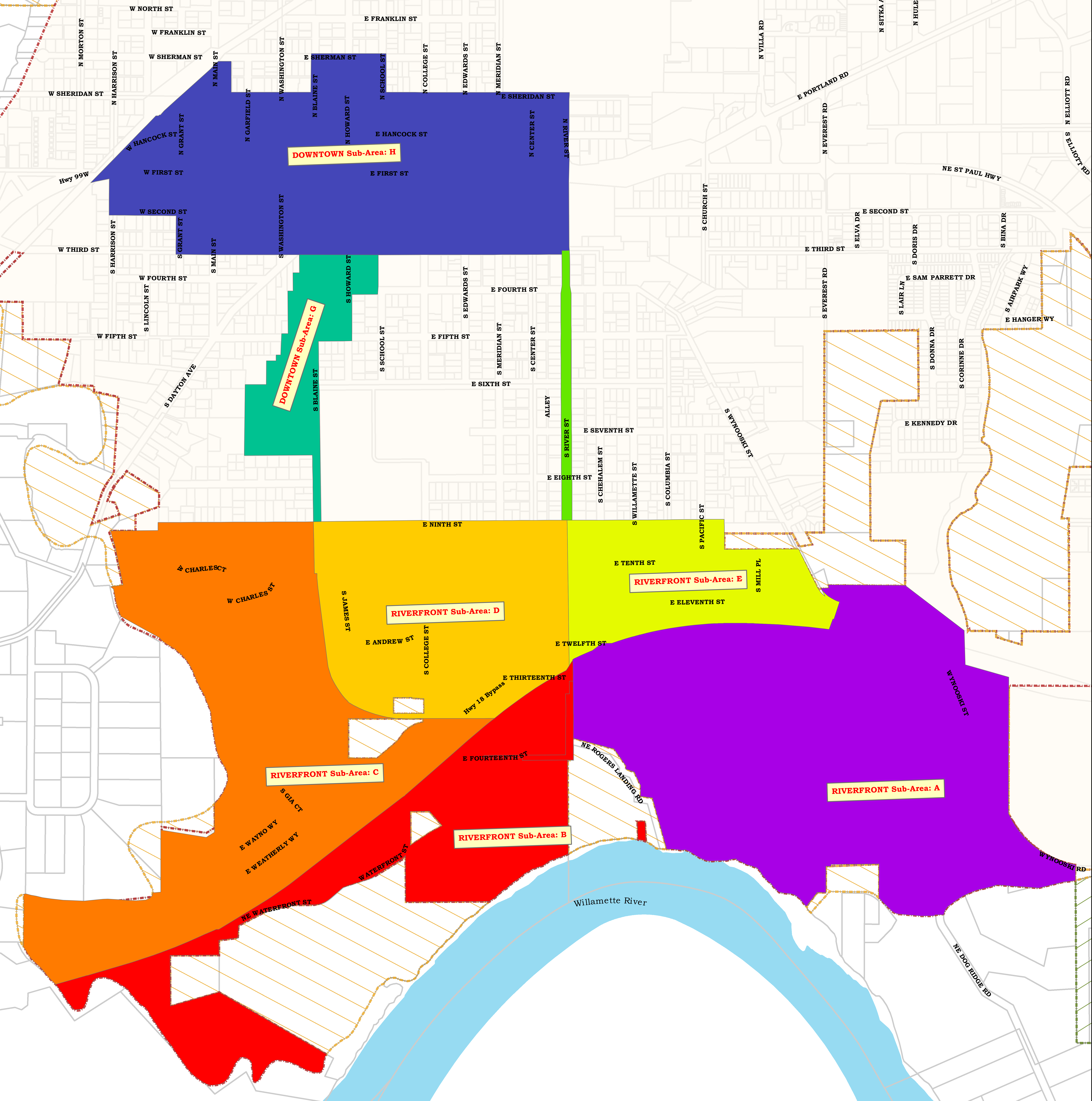 Newberg Urban Renewal Area Map