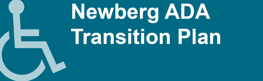 Wheelchair symbol with text - Newberg ADA Transition Plan