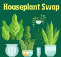 "Houseplant Swap" Image of five different types of house plants
