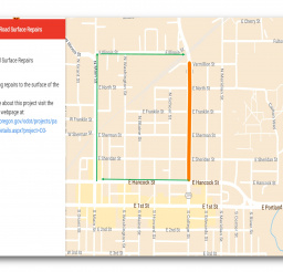 Detour map college street paving ODOT Aug 2022