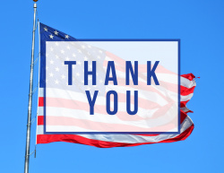 Thank you with american flag in background