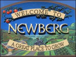 Welctome to Newberg A Great Place to Grow Sign