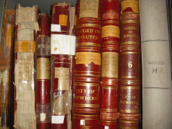 A photo of several old books