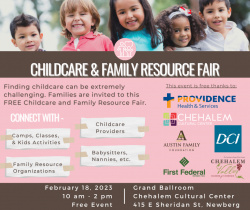 Childcare & Family Resource Fair Flyer. Sponsor details included. All other details repeated in text post.