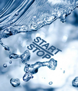 water with start or stop message