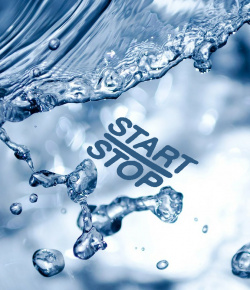 image of water with start stop text