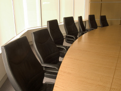 A meeting table with seats