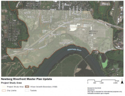Map of the Newberg Riverfront study area. Don't see the image, use a different internet browser.