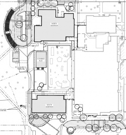 This is a blue print showing the north additions, play cover, and south addition of the Edwards Elementary School Modification.