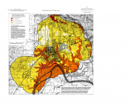 An overview earthquake hazard map of Newberg with different colors 