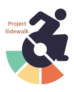 Project Sidewalk Web logo with a pictograms of figure in a wheelchair