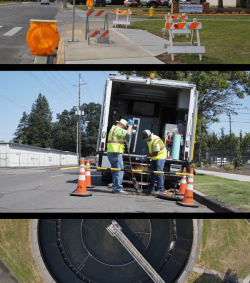 collage of public works employees working on projects