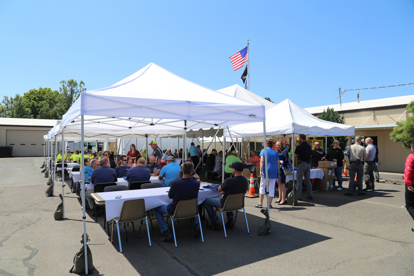 A wide shot of city of Newberg employees at the employee celebration