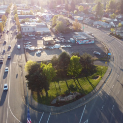 overhead view of newberg's downtown